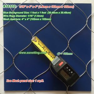 ZooMesh 1/16", 4" X 4", ( 1.6mm, 102mm X 102mm)