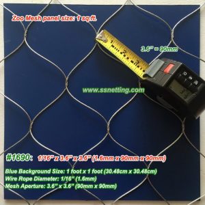 ZooMesh 1/16", 3.6" X 3.6", ( 1.6mm, 90mm X 90mm)